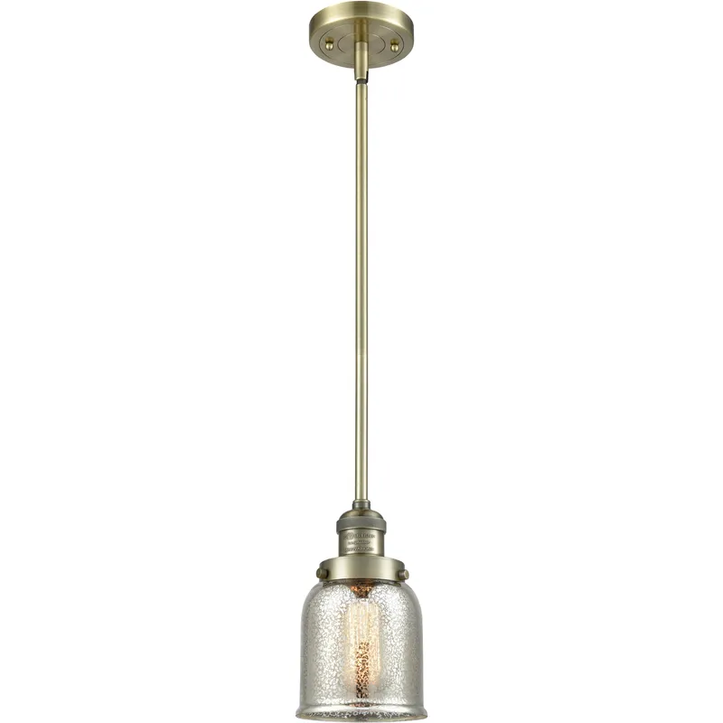Franklin Restoration Bell 1 Light 5 inch Antique Brass Mini Pendant Ceiling Light in Incandescent, Silver Plated Mercury, Franklin Restoration