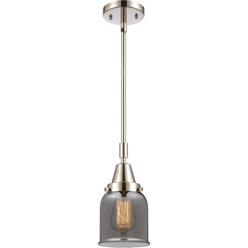 Franklin Restoration Small Bell LED 5 inch Polished Nickel Mini Pendant Ceiling Light in Plated Smoke Glass