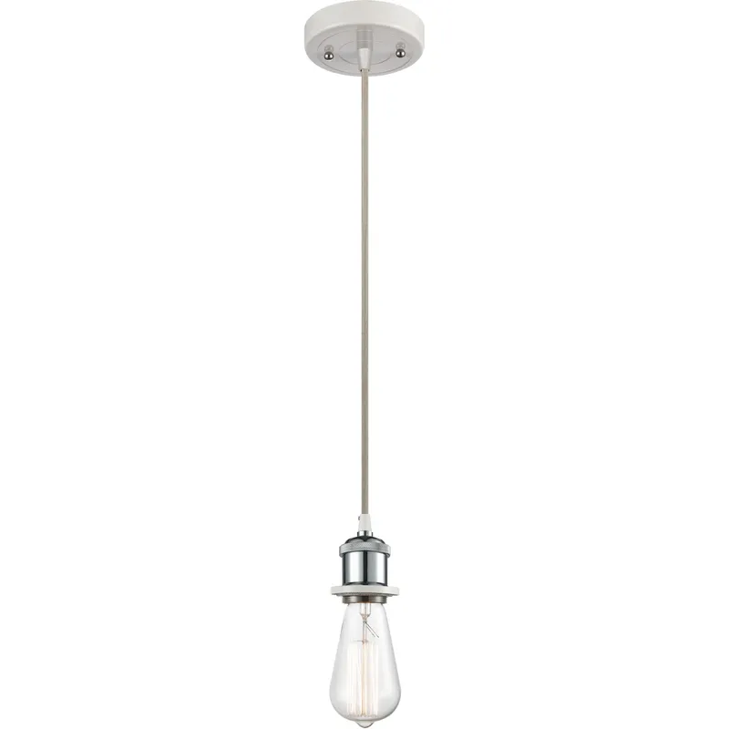 Ballston Bare Bulb 1 Light 4.5 inch White and Polished Chrome Mini Pendant Ceiling Light in Silver, Ballston