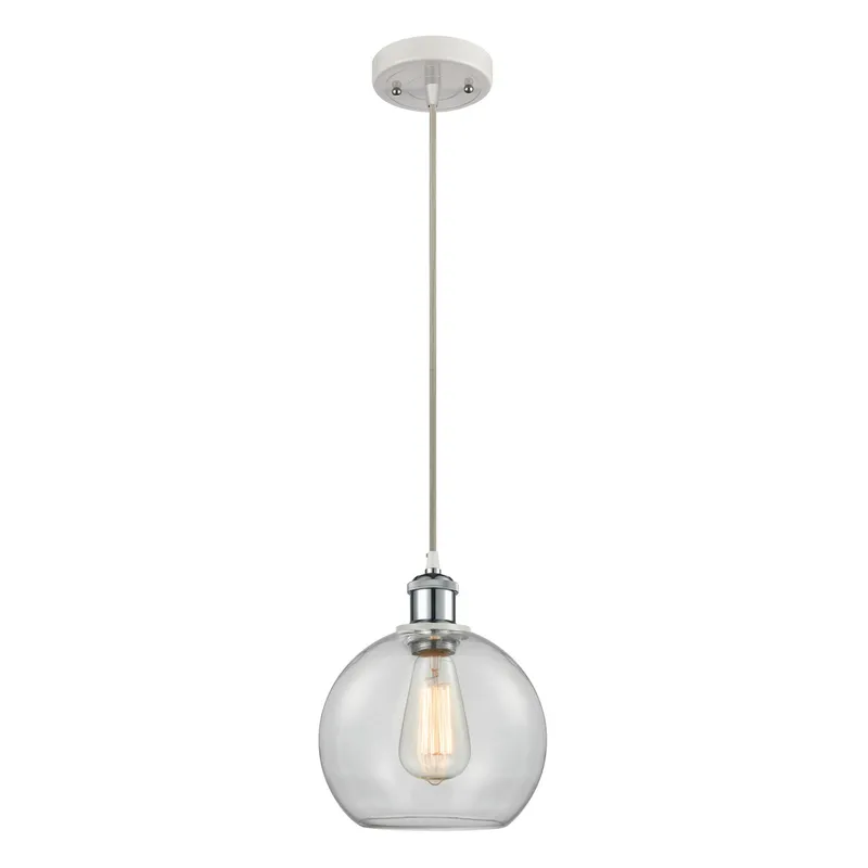 Ballston Athens 1 Light 8 inch White and Polished Chrome Mini Pendant Ceiling Light