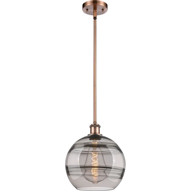 Ballston Rochester 1 Light 10 inch Antique Copper Stem Hung Mini Pendant Ceiling Light
