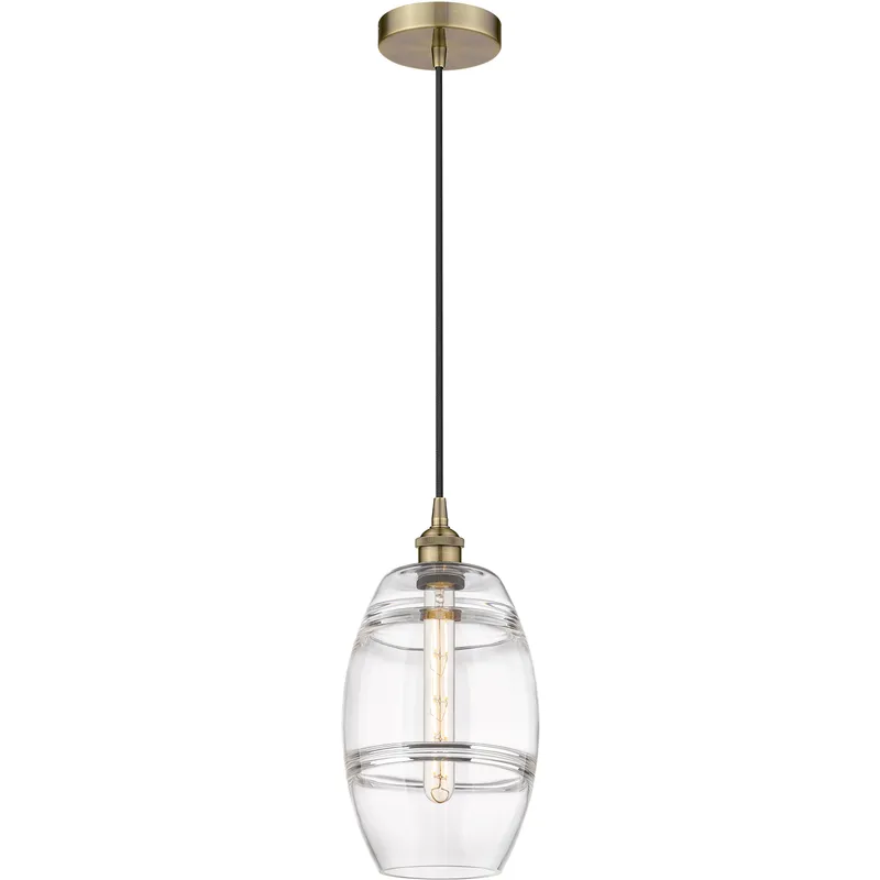 Edison Vaz 1 Light 8 inch Antique Brass Cord Hung Mini Pendant Ceiling Light