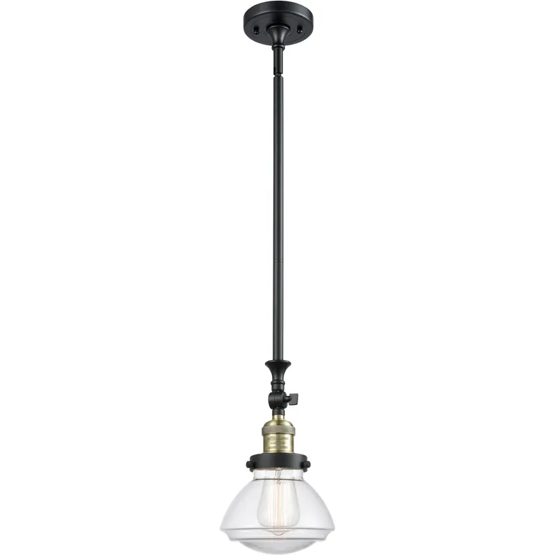 Franklin Restoration Olean 1 Light 6.75 inch Black Antique Brass Mini Pendant Ceiling Light in Incandescent, Clear, Franklin Restoration