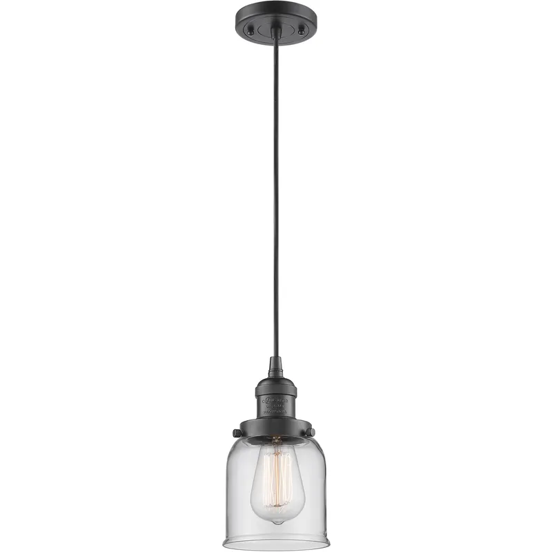 Franklin Restoration Bell LED 5 inch Oil Rubbed Bronze Mini Pendant Ceiling Light in Clear, Franklin Restoration