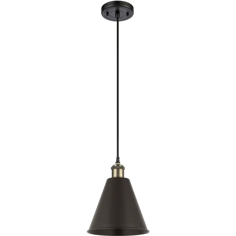 Ballston Cone 1 Light 8 inch Black Antique Brass Mini Pendant Ceiling Light