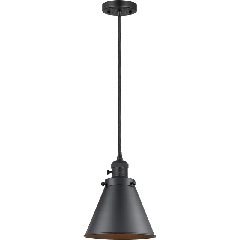 Franklin Restoration Appalachian 1 Light 8 inch Matte Black Mini Pendant Ceiling Light in Incandescent