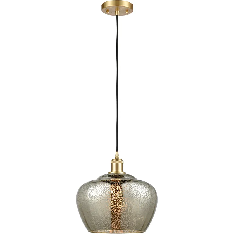 Ballston Large Fenton 1 Light 11 inch Satin Gold Mini Pendant Ceiling Light in Mercury Glass, Ballston