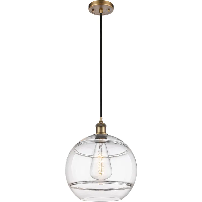 Ballston Rochester 1 Light 12 inch Brushed Brass Cord Hung Mini Pendant Ceiling Light