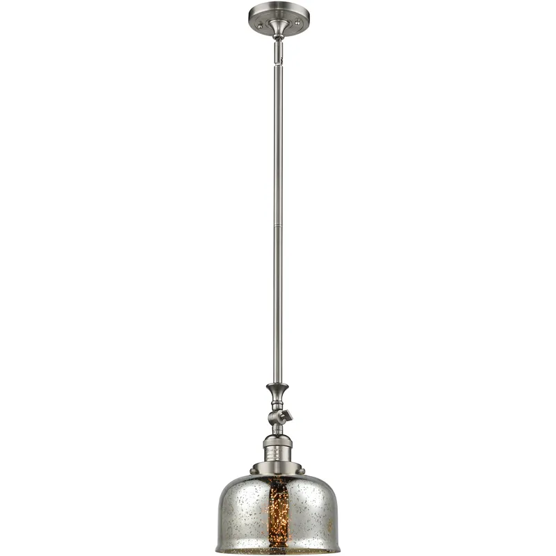 Franklin Restoration Bell LED 8 inch Brushed Satin Nickel Mini Pendant Ceiling Light in Silver Plated Mercury, Franklin Restoration