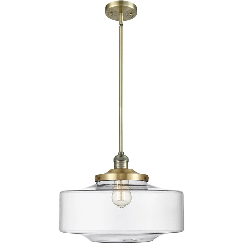 Franklin Restoration Bridgeton 1 Light 11.75 inch Antique Brass Mini Pendant Ceiling Light in Incandescent, Clear