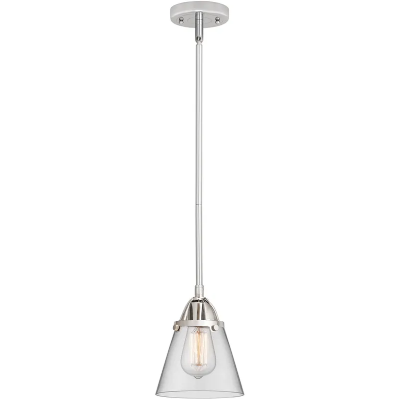 Nouveau 2 Cone 1 Light 6.25 inch Polished Chrome Mini Pendant Ceiling Light in Incandescent, Clear