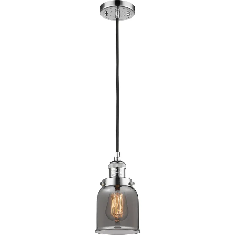 Franklin Restoration Bell LED 5 inch Polished Chrome Mini Pendant Ceiling Light in Light Smoke Glass, Franklin Restoration