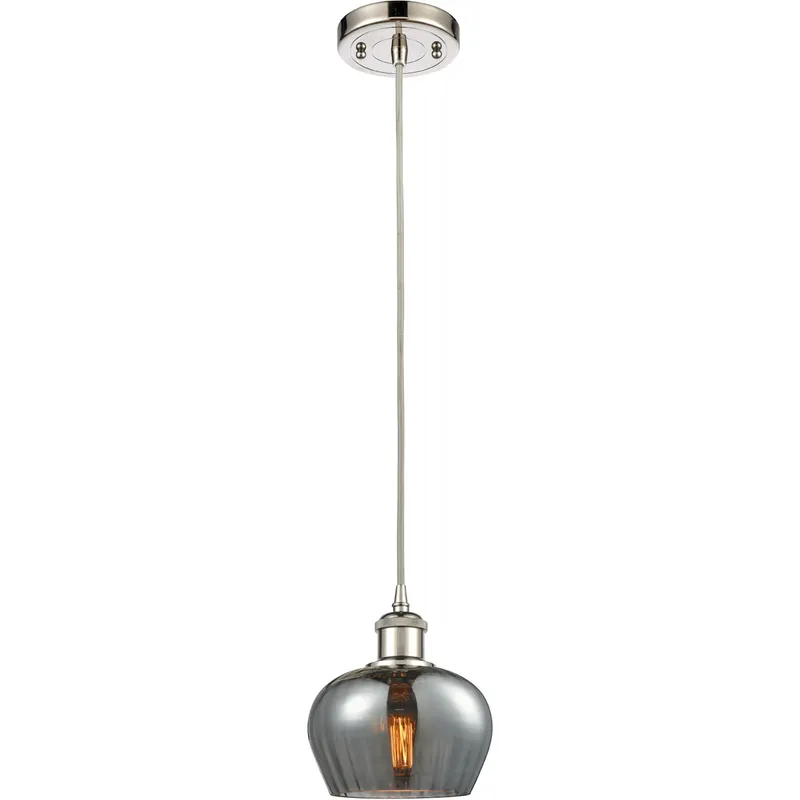 Ballston Fenton 1 Light 7 inch Polished Nickel Mini Pendant Ceiling Light in Plated Smoke Glass, Ballston