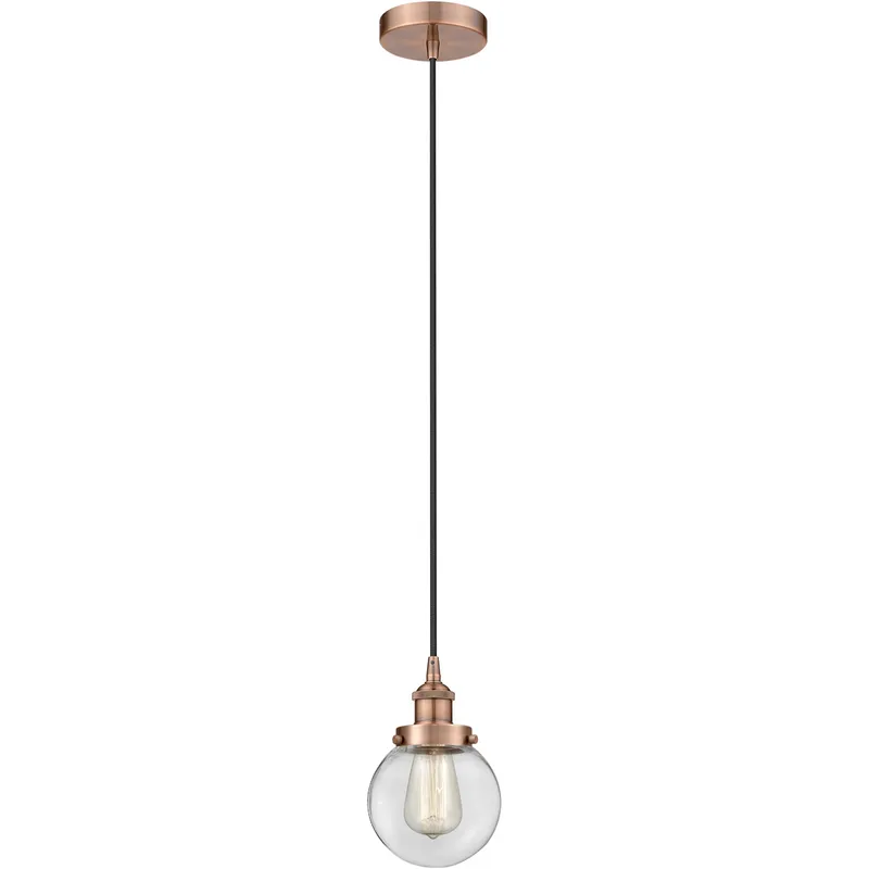 Edison Beacon LED 6 inch Antique Copper Mini Pendant Ceiling Light