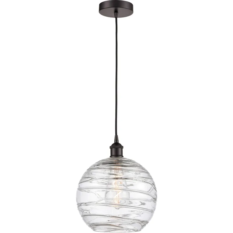 Edison Athens Deco Swirl LED 10 inch Oil Rubbed Bronze Mini Pendant Ceiling Light