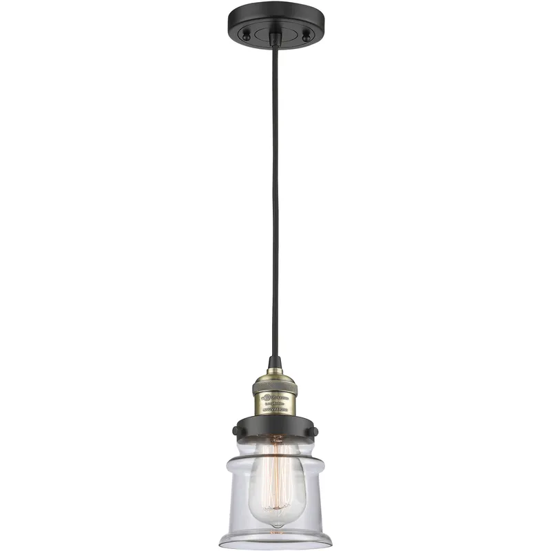 Franklin Restoration Canton 1 Light 6 inch Black Antique Brass Mini Pendant Ceiling Light in Incandescent, Clear, Franklin Restoration