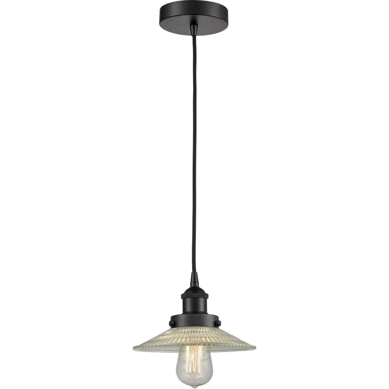 Edison Halophane LED 9 inch Matte Black Mini Pendant Ceiling Light