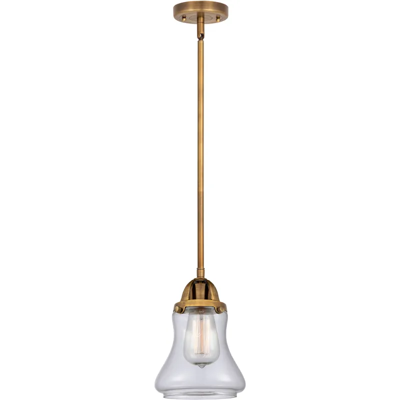 Nouveau 2 Bellmont LED 6 inch Brushed Brass Mini Pendant Ceiling Light in Clear