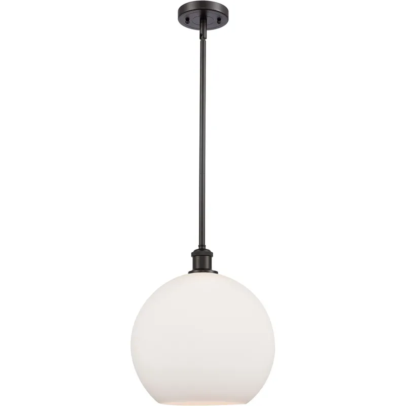 Ballston Athens 1 Light 12 inch Oil Rubbed Bronze Mini Pendant Ceiling Light in Matte White Glass