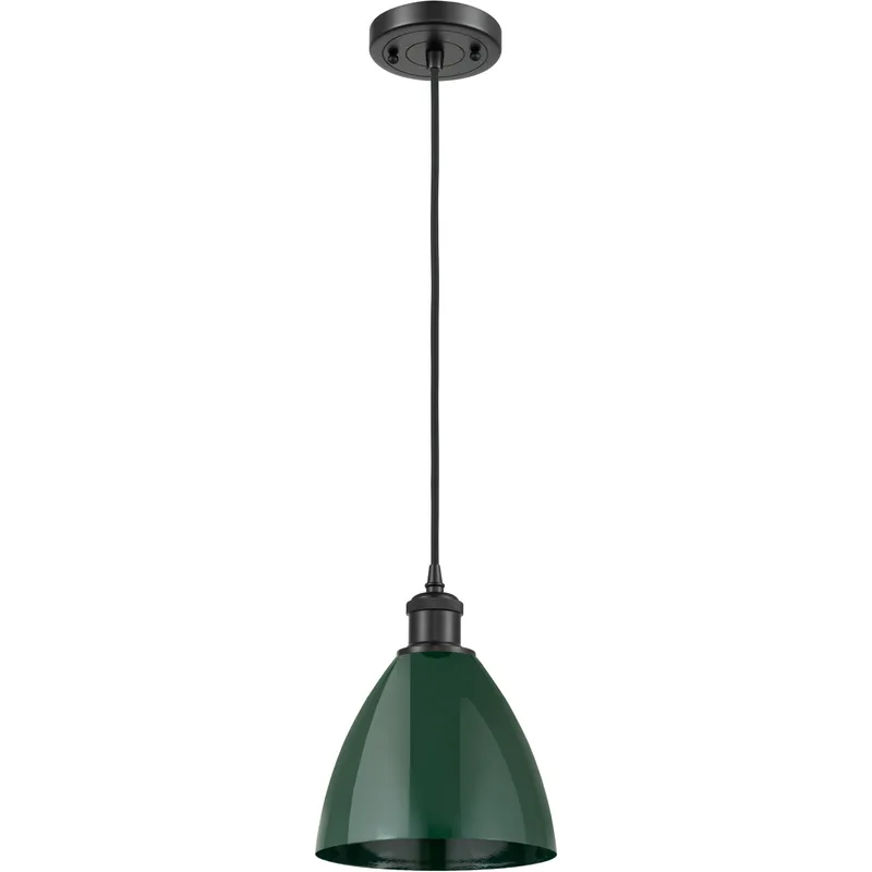 Ballston Plymouth Dome 1 Light 8 inch Matte Black Mini Pendant Ceiling Light in Matte Green