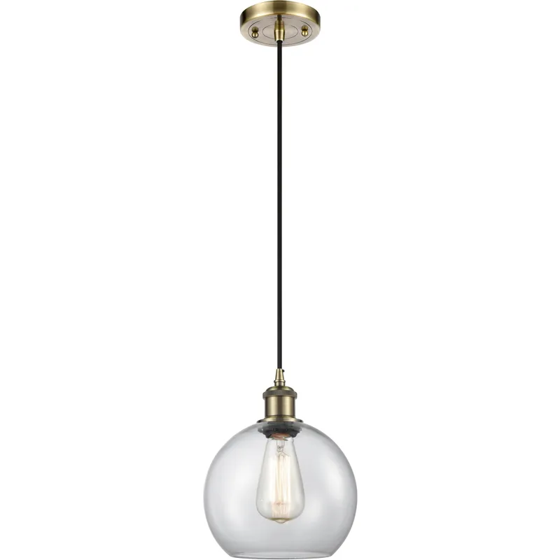 Ballston Athens 1 Light 8 inch Antique Brass Mini Pendant Ceiling Light