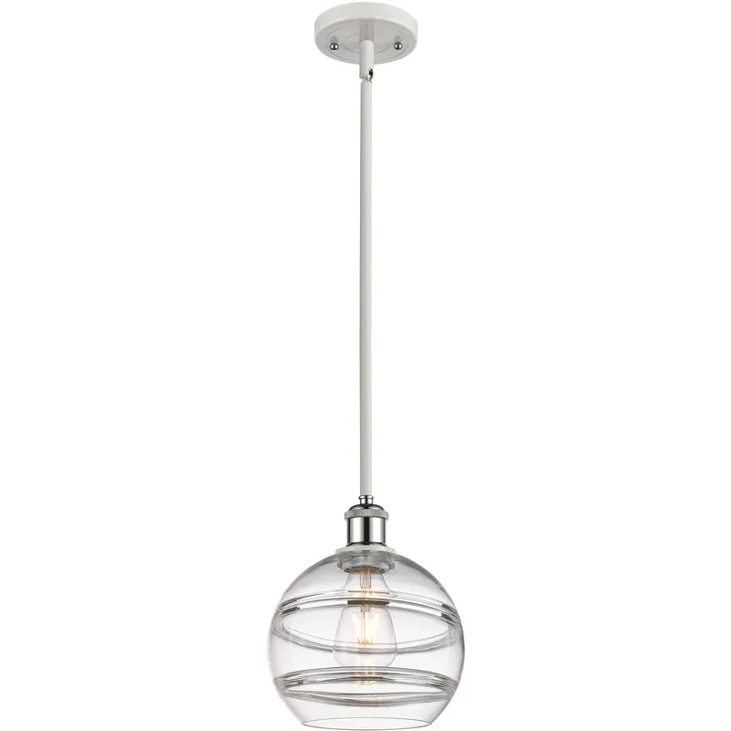 Ballston Rochester 1 Light 8 inch White Polished Chrome Stem Hung Mini Pendant Ceiling Light