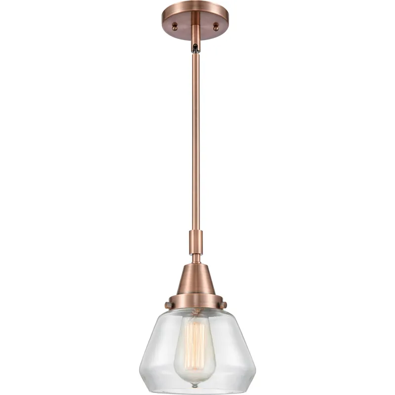 Franklin Restoration Fulton LED 7 inch Antique Copper Mini Pendant Ceiling Light in Clear Glass