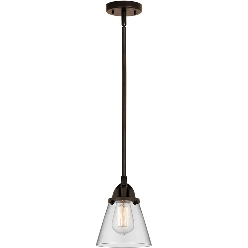Nouveau 2 Cone 1 Light 6.25 inch Oil Rubbed Bronze Mini Pendant Ceiling Light in Incandescent, Clear