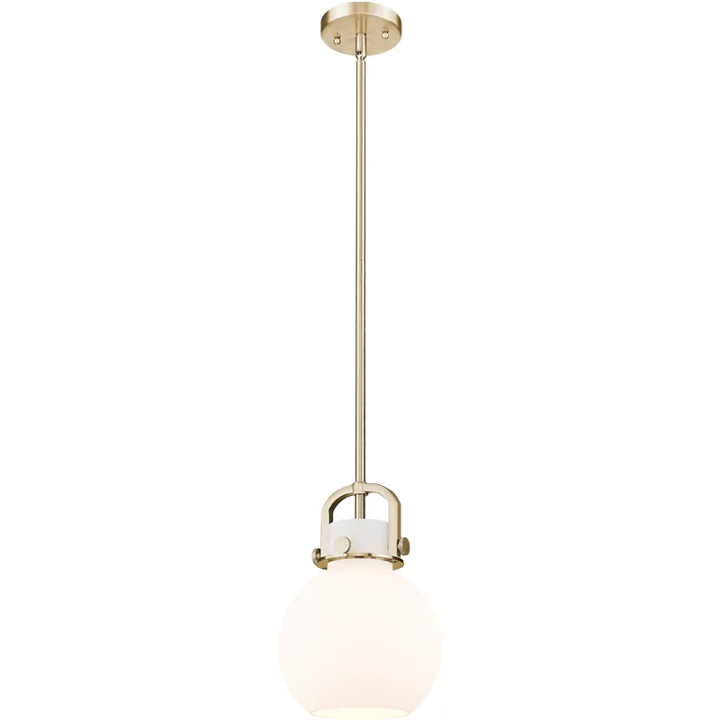 Newton Sphere 1 Light 8 inch Champagne Bronze Mini Pendant Ceiling Light in White Glass