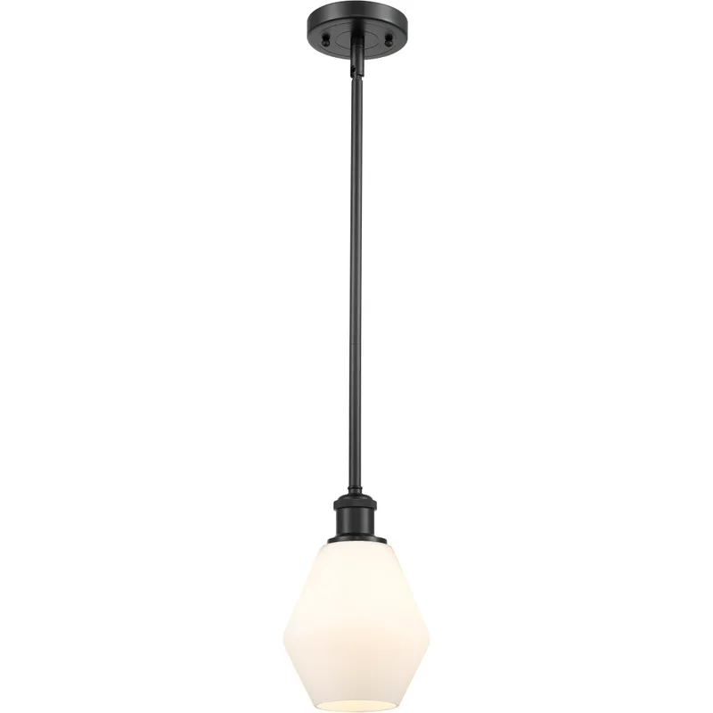 Ballston Cindyrella LED 6 inch Matte Black Mini Pendant Ceiling Light in Matte White Glass