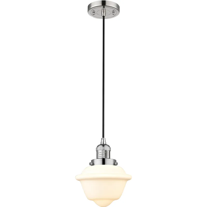 Franklin Restoration Oxford LED 7.5 inch Polished Nickel Mini Pendant Ceiling Light in Matte White, Franklin Restoration