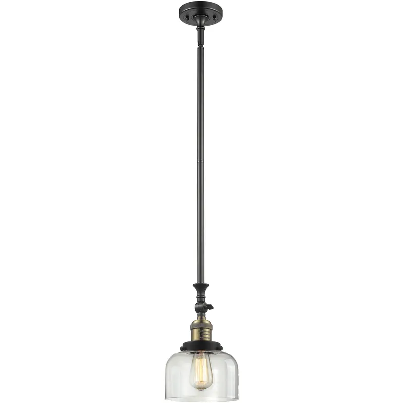 Franklin Restoration Bell LED 8 inch Black Antique Brass Mini Pendant Ceiling Light in Clear, Franklin Restoration