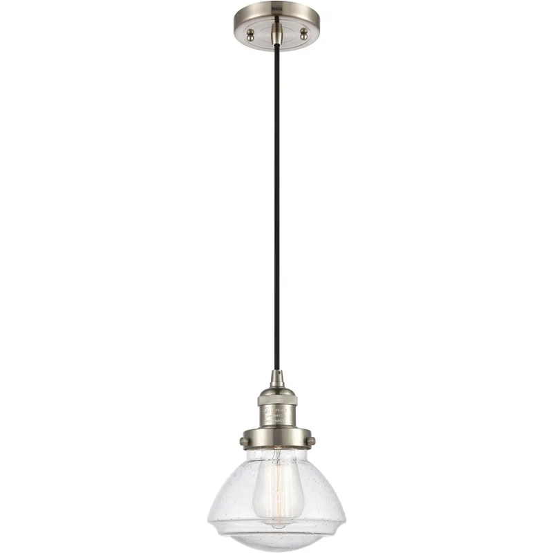 Franklin Restoration Olean LED 6.75 inch Brushed Satin Nickel Mini Pendant Ceiling Light in Seedy, Franklin Restoration