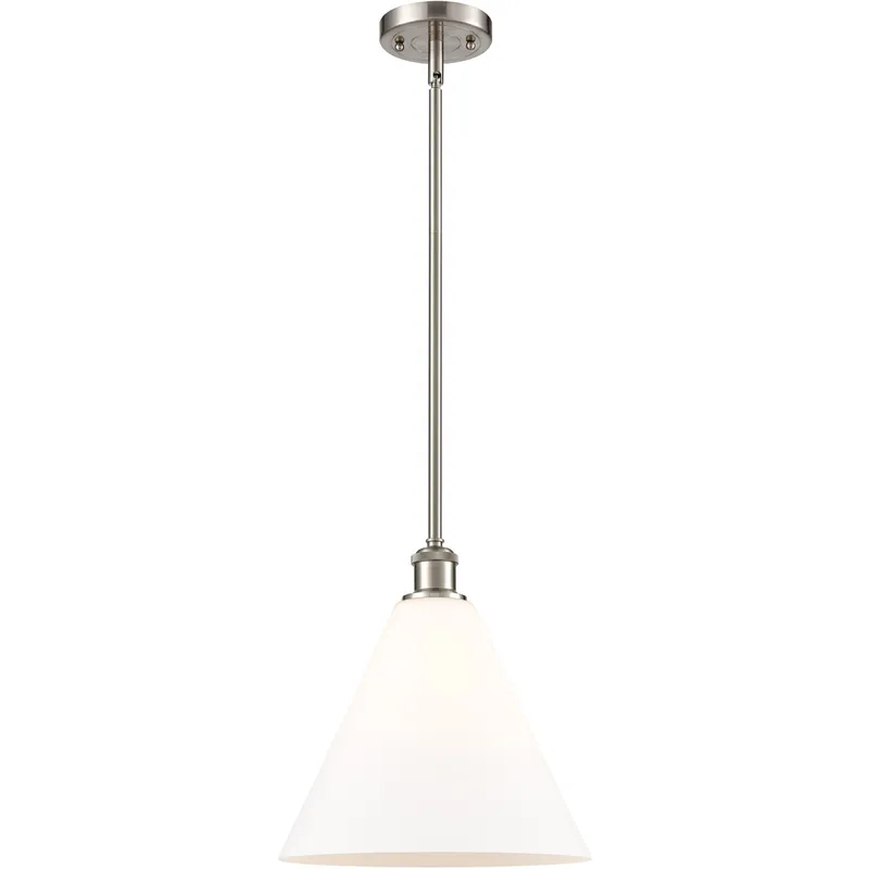 Ballston Cone 1 Light 12 inch Brushed Satin Nickel Mini Pendant Ceiling Light in Matte White Glass