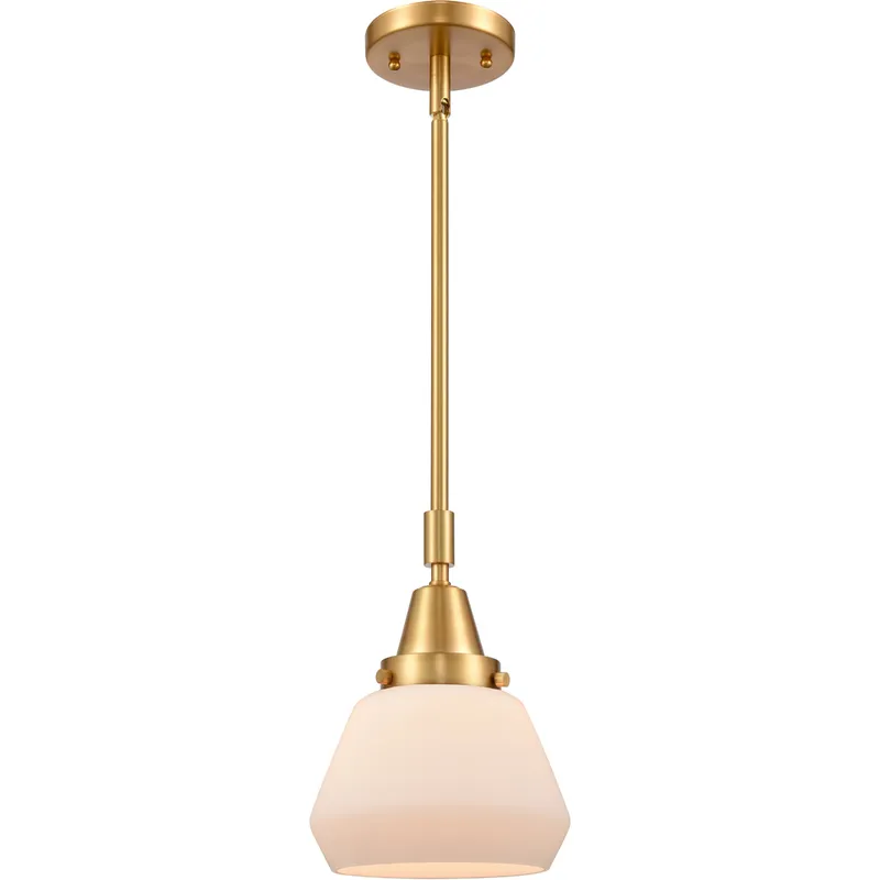 Franklin Restoration Fulton LED 7 inch Satin Gold Mini Pendant Ceiling Light in Matte White Glass