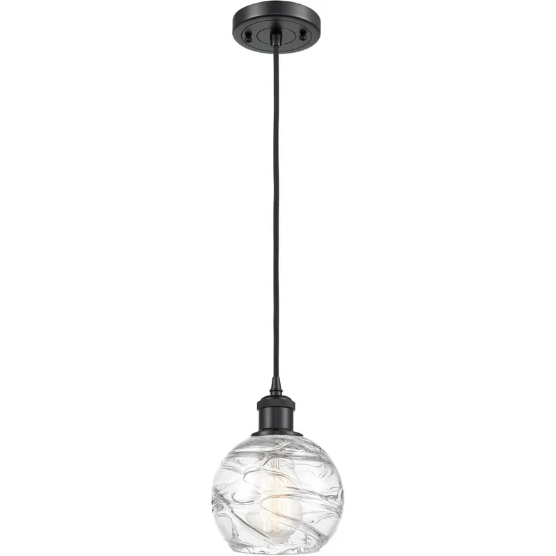 Ballston Small Deco Swirl LED 6 inch Matte Black Mini Pendant Ceiling Light in Black Textured, Ballston