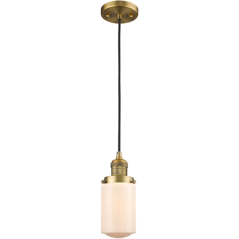 Franklin Restoration Dover LED 4.5 inch Brushed Brass Mini Pendant Ceiling Light in Matte White Glass, Franklin Restoration