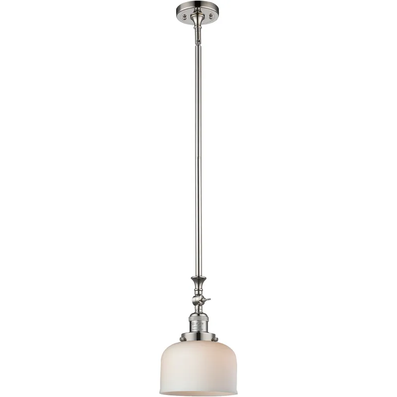 Franklin Restoration Bell 1 Light 8 inch Polished Nickel Mini Pendant Ceiling Light in Incandescent, Matte White, Franklin Restoration