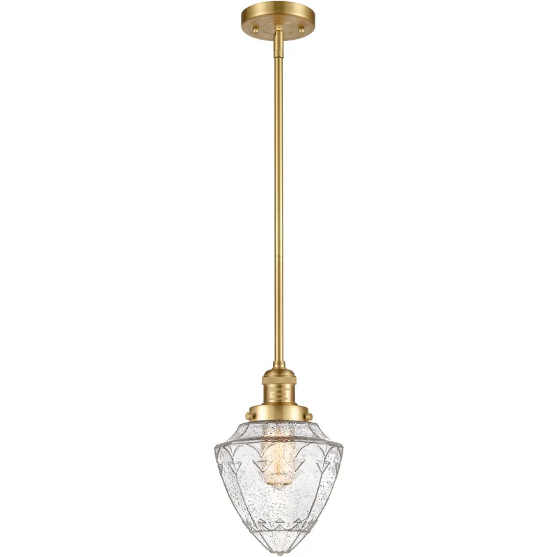 Franklin Restoration Bullet LED 7 inch Satin Gold Mini Pendant Ceiling Light in Seedy