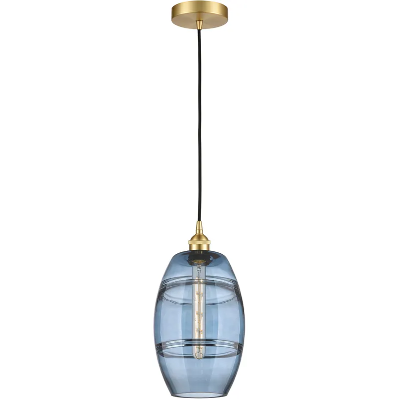 Edison Vaz 1 Light 8 inch Satin Gold Cord Hung Mini Pendant Ceiling Light