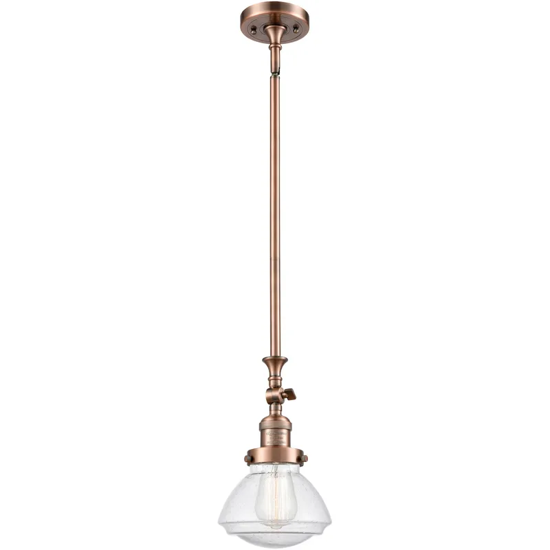 Franklin Restoration Olean 1 Light 6.75 inch Antique Copper Mini Pendant Ceiling Light in Incandescent, Seedy, Franklin Restoration