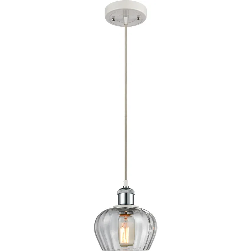 Ballston Fenton 1 Light 7 inch White and Polished Chrome Mini Pendant Ceiling Light in Clear Glass, Ballston