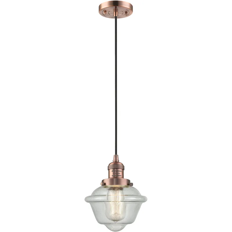 Franklin Restoration Oxford 1 Light 7.5 inch Antique Copper Mini Pendant Ceiling Light in Incandescent, Seedy, Franklin Restoration
