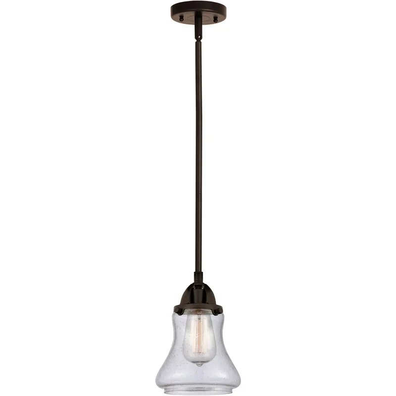Nouveau 2 Bellmont 1 Light 6 inch Oil Rubbed Bronze Mini Pendant Ceiling Light in Seedy Glass