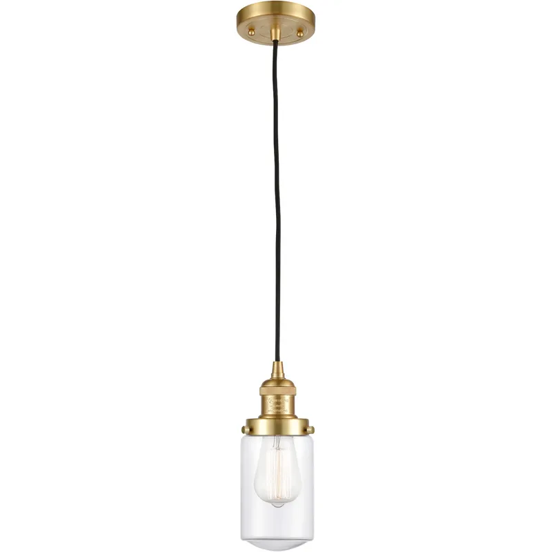 Franklin Restoration Dover LED 5 inch Satin Gold Mini Pendant Ceiling Light in Clear Glass, Franklin Restoration