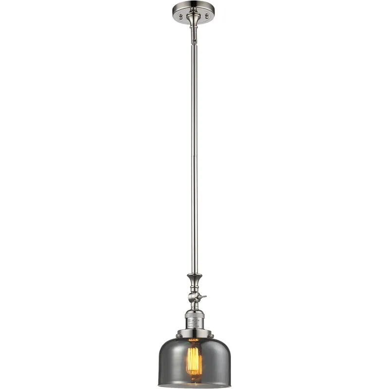 Franklin Restoration Bell 1 Light 8 inch Polished Nickel Mini Pendant Ceiling Light in Bulb Not Included, Light Smoke Glass, Franklin Restoration