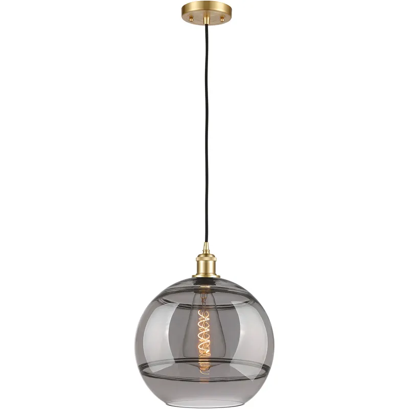 Ballston Rochester 1 Light 12 inch Satin Gold Cord Hung Mini Pendant Ceiling Light