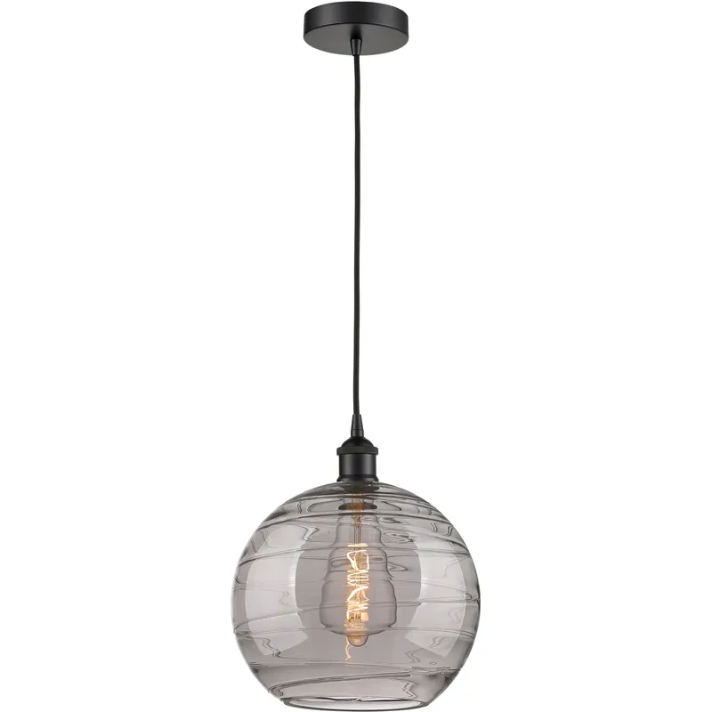 Edison Athens Deco Swirl 1 Light 12 inch Matte Black Cord Hung Mini Pendant Ceiling Light