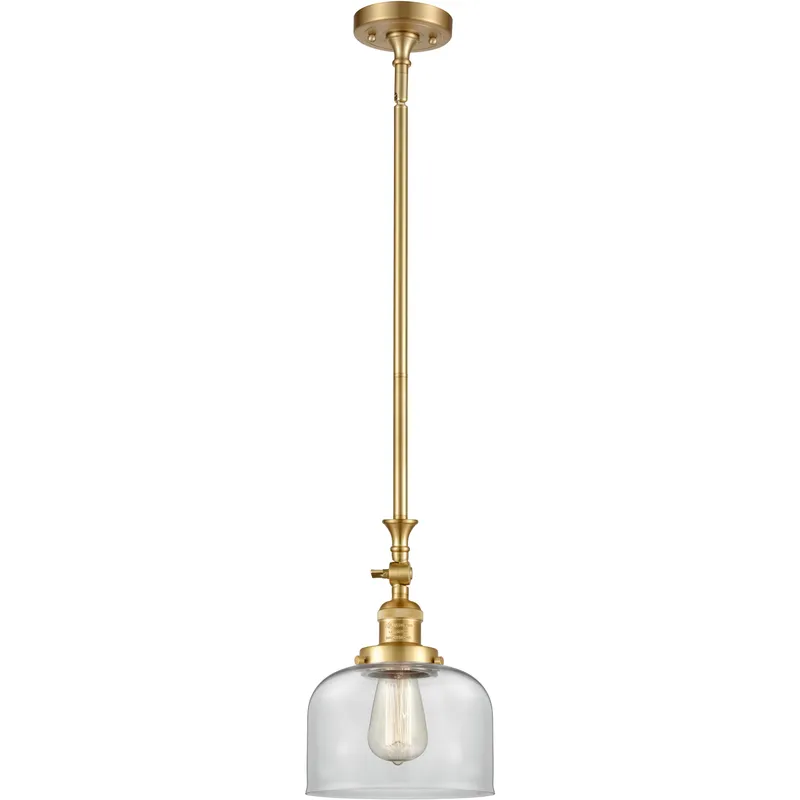 Franklin Restoration Bell 1 Light 8 inch Satin Gold Mini Pendant Ceiling Light in Incandescent, Clear, Franklin Restoration
