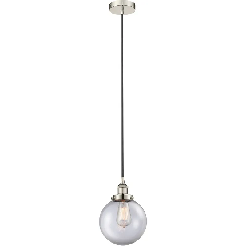 Edison Beacon LED 8 inch Polished Nickel Mini Pendant Ceiling Light